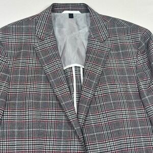 HUGO BOSS Marzotto Plaid Blazer Jacket Italian Fabric Stretch Slim Fit Mens 40R